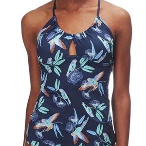 Patagonia Glassy Dawn Parrots Navy Tankini top and shorts XS